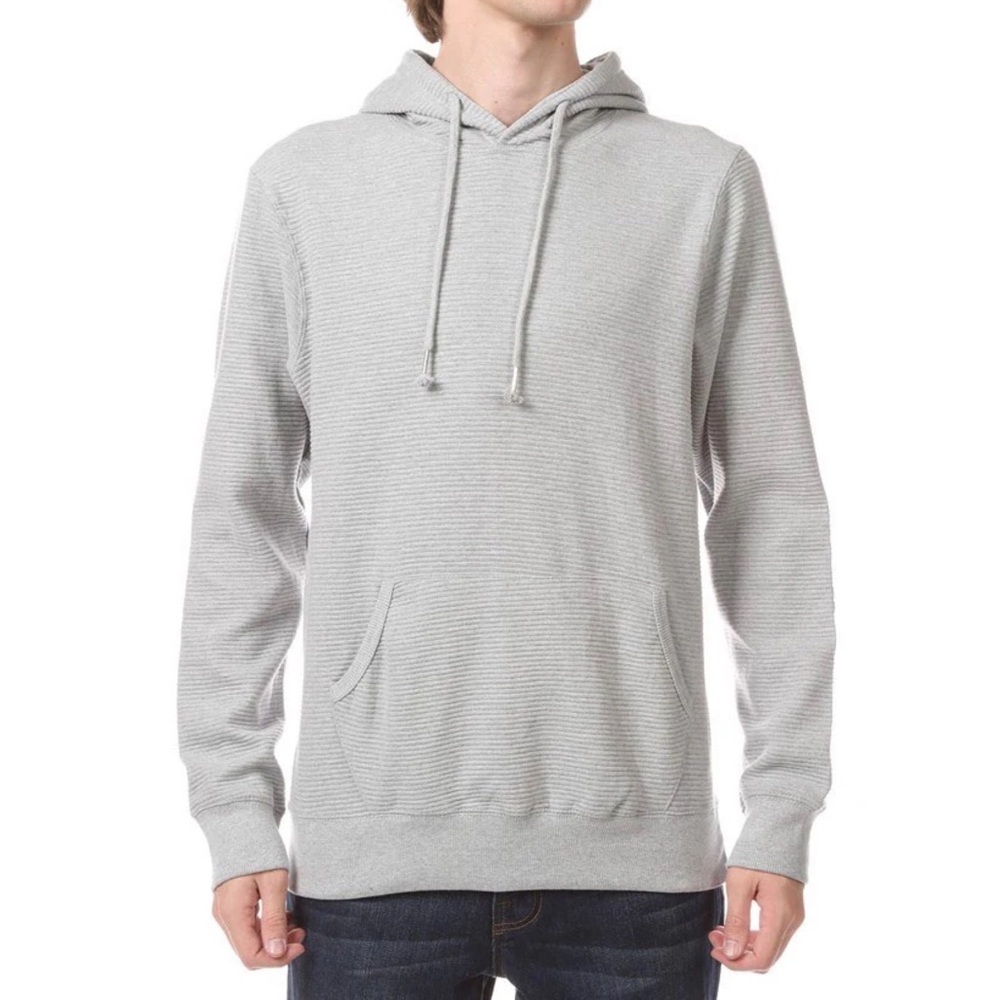 Nordstrom Fleece Factory Ottoman Ribbed Contemporary Hoodie Grey Sweatshirt‎ S